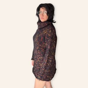 Carole Little Vintage Knit Turtleneck Sweater – Maroon/Yellow/Black, Size M/L